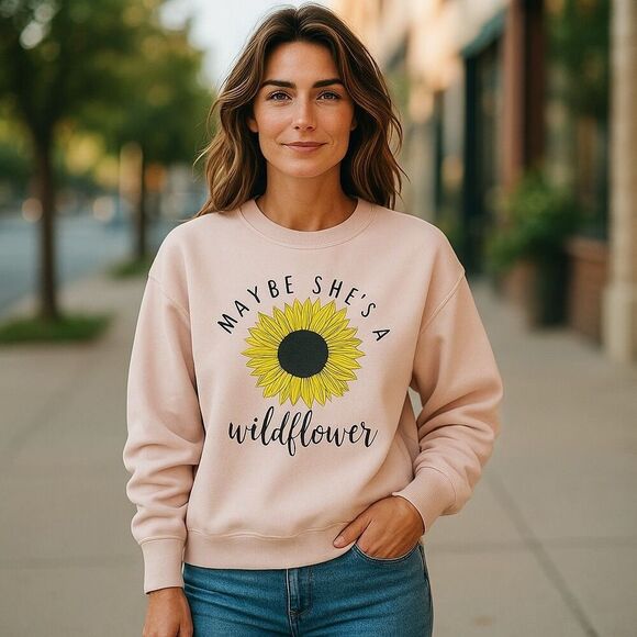 Tickled Teal Women's Oversized Sweatshirt L Multicolor "Wildflower" Graphic - Picture 3 of 6